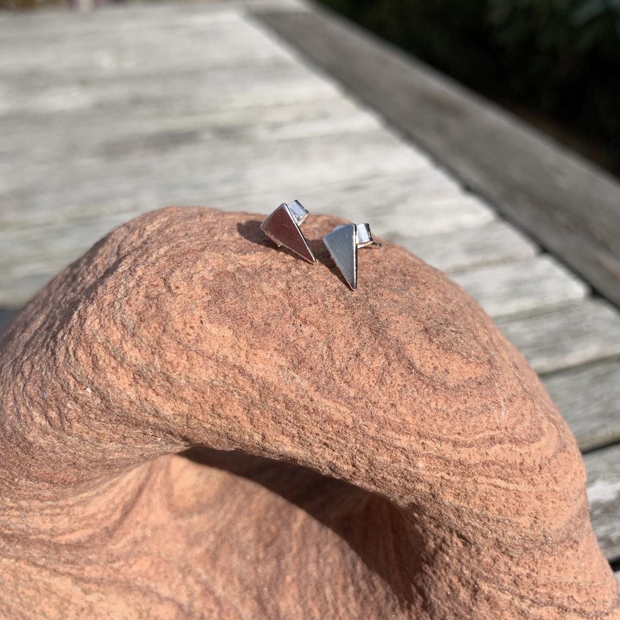 Triangle mini studs - stud earrings - Image 4