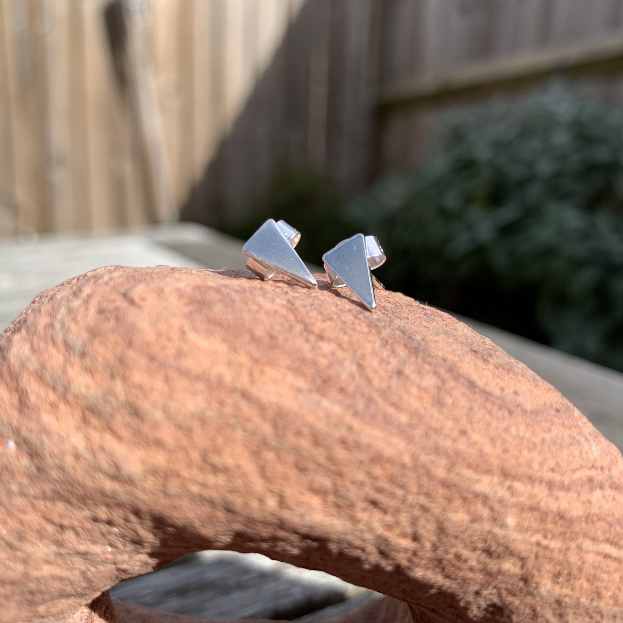 Triangle mini studs - stud earrings - Image 3