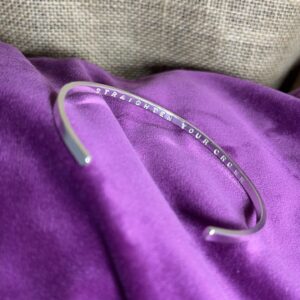 'Straighten your crown' hand-stamped open bangle