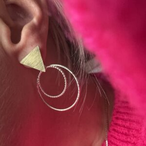 Bold and Brassy triangle double hoops
