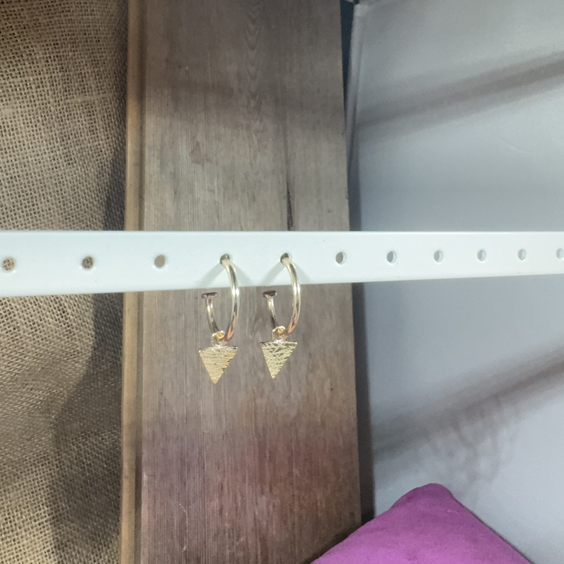 14ct Gold-filled chipped triangle dangles - small hoops