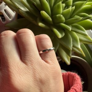 'Today' hand-stamped twisted pinky ring
